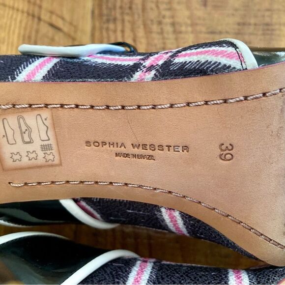 Sophia Webster Plaid Patent Leather High Heel Ankle Boots Black Pink Size EU 39 - Picture 15 of 16